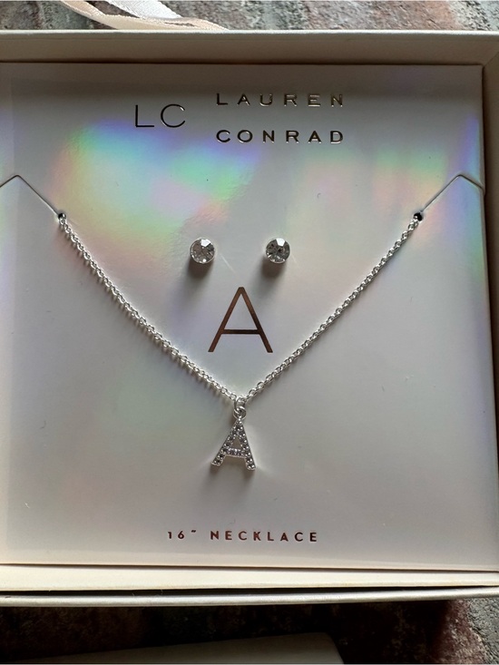 LC Lauren Conrad Jewelry - ⭐️ LC Lauren Conrad Silver Initial 'A' Necklace with Crystal Studs